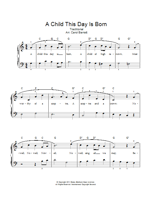 Download Christmas Carol A Child This Day Is Born Sheet Music and learn how to play Piano & Vocal PDF digital score in minutes