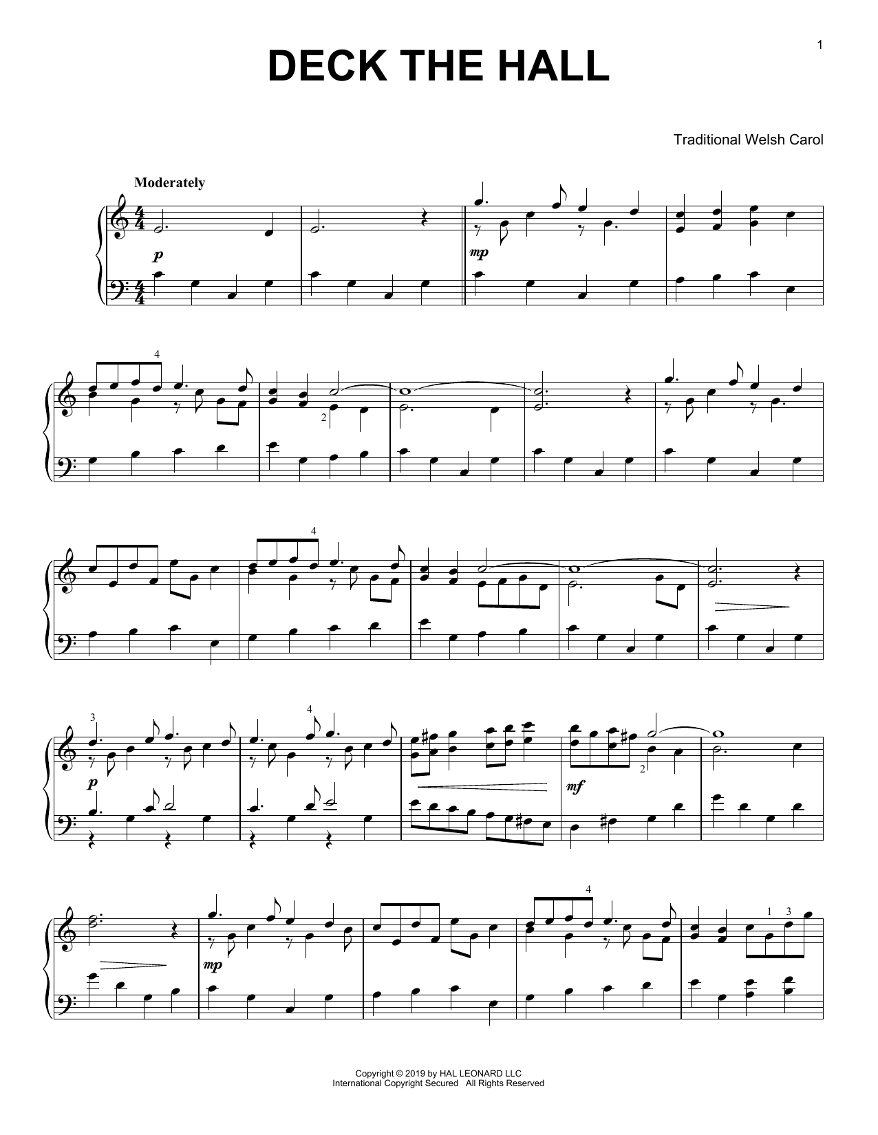 Download Christmas Carol Deck The Hall Sheet Music and learn how to play Piano Solo PDF digital score in minutes
