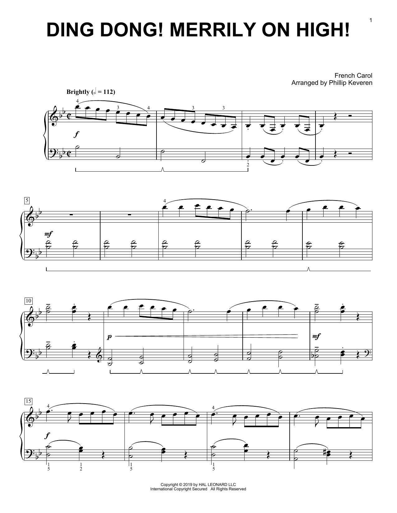 Download Christmas Carol Ding Dong! Merrily On High! [Classical version] (arr. Phillip Keveren) Sheet Music and learn how to play Piano Solo PDF digital score in minutes