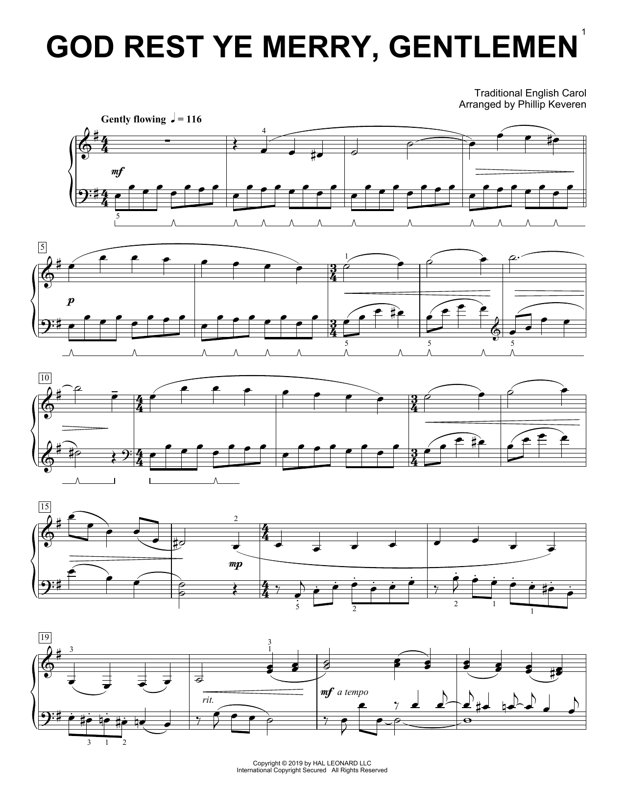 Download Christmas Carol God Rest Ye Merry, Gentlemen [Classical version] (arr. Phillip Keveren) Sheet Music and learn how to play Piano Solo PDF digital score in minutes