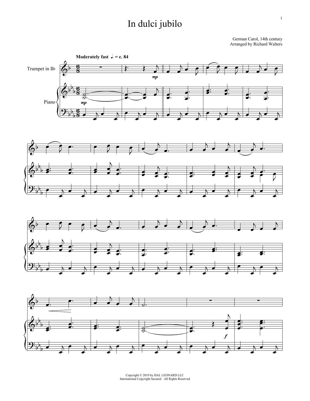 Download Christmas Carol In Dulci Jubilo Sheet Music and learn how to play Cello and Piano PDF digital score in minutes