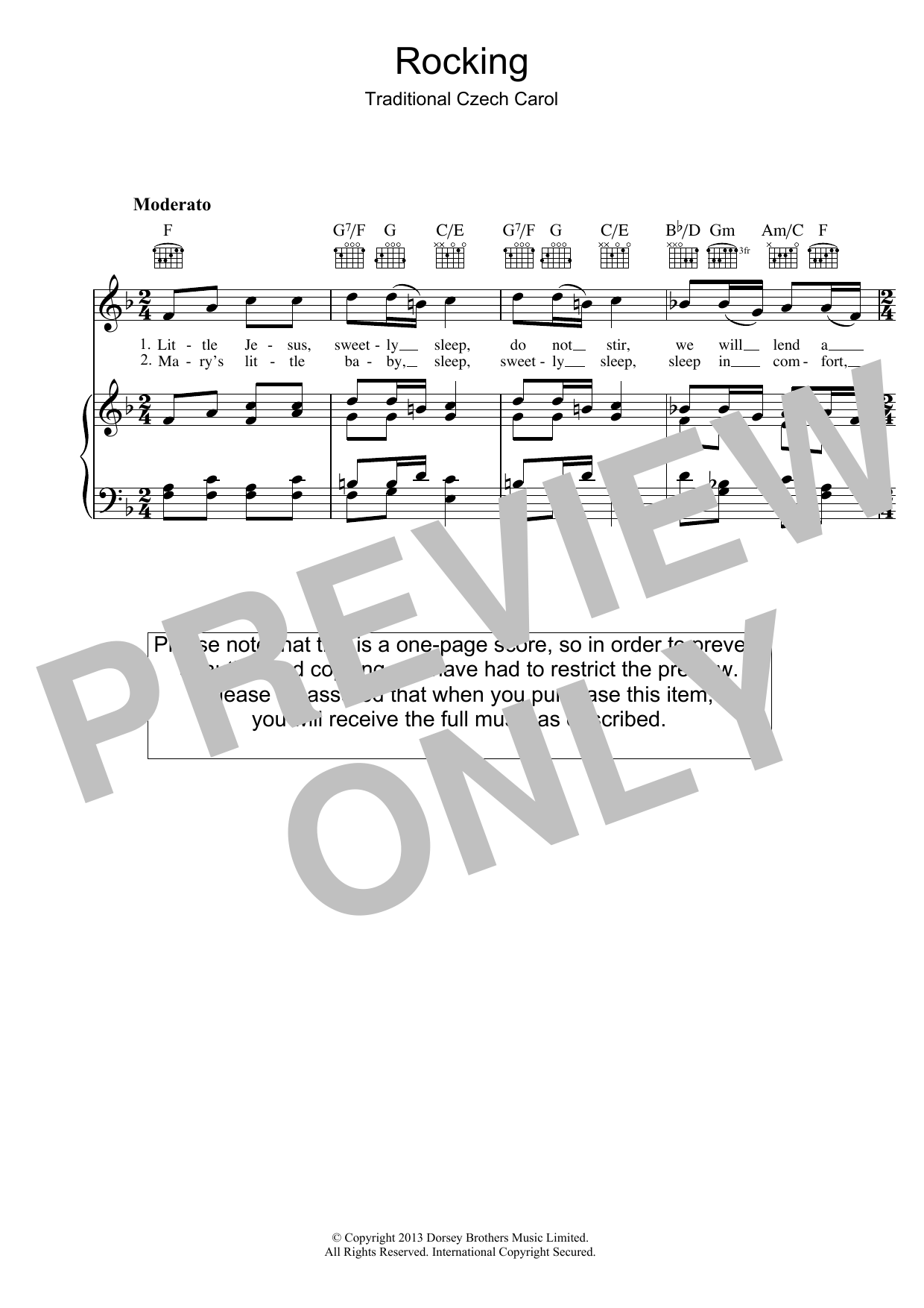 Download Christmas Carol Little Jesus (Rocking Carol) Sheet Music and learn how to play Lyrics & Chords PDF digital score in minutes
