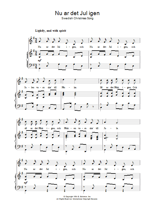 Download Julsång Nu Är Det Jul Igen Sheet Music and learn how to play Piano & Vocal PDF digital score in minutes