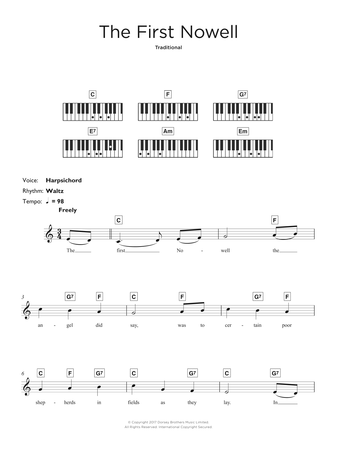 Download Christmas Carol The First Nowell Sheet Music and learn how to play Beginner Piano PDF digital score in minutes