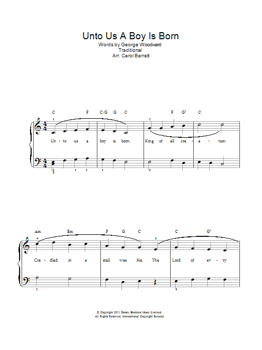 Download Christmas Carol Unto Us A Boy Is Born Sheet Music and learn how to play Piano & Vocal PDF digital score in minutes