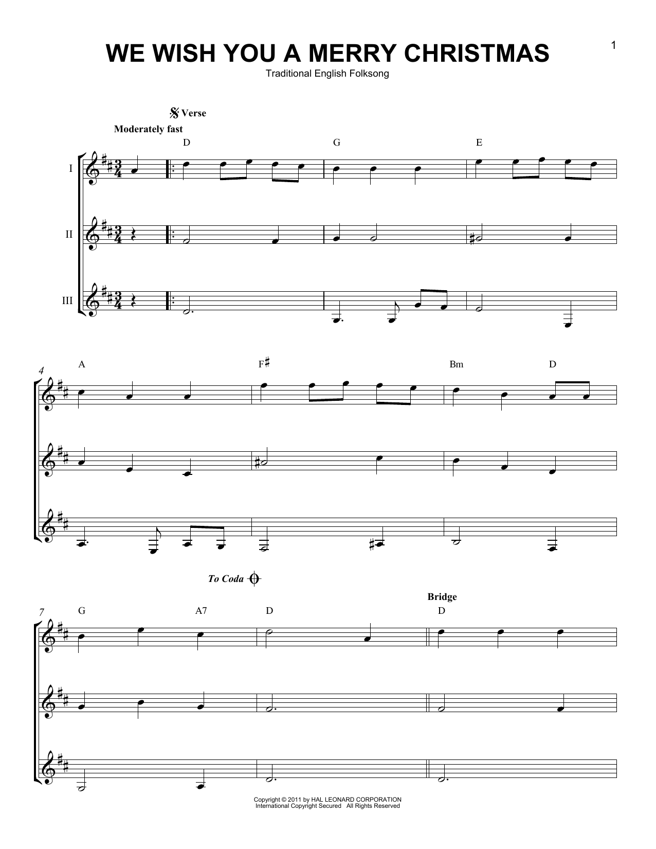 Download Christmas Carol We Wish You A Merry Christmas Sheet Music and learn how to play GTRENS PDF digital score in minutes