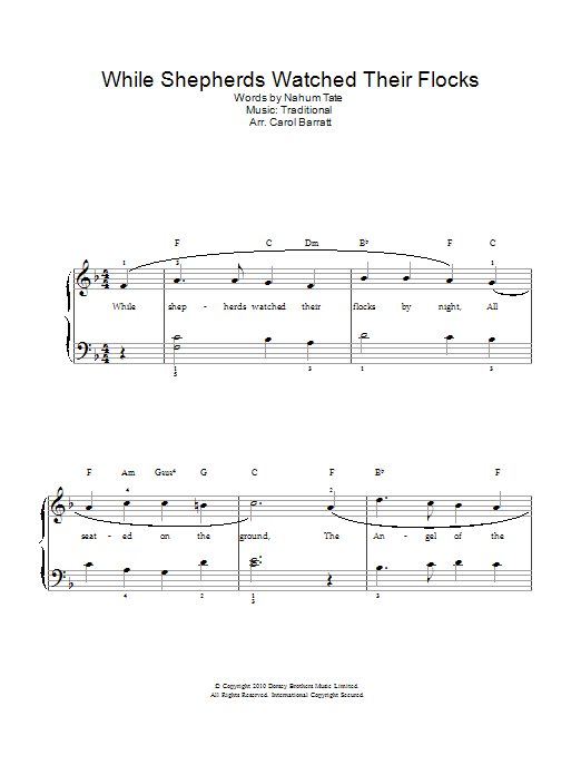 Download Christmas Carol While Shepherds Watched Their Flocks Sheet Music and learn how to play Piano & Vocal PDF digital score in minutes