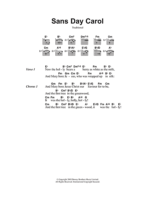 Download Christmas Carol Sans Day Carol Sheet Music and learn how to play Lyrics & Chords PDF digital score in minutes