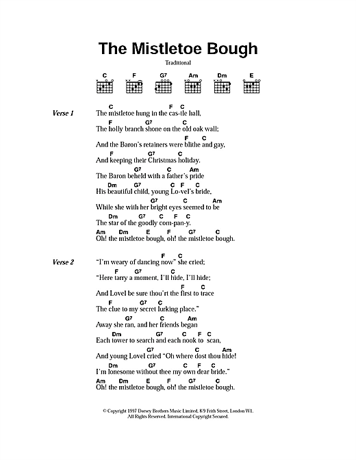 Download Christmas Carol The Mistletoe Bough Sheet Music and learn how to play Lyrics & Chords PDF digital score in minutes