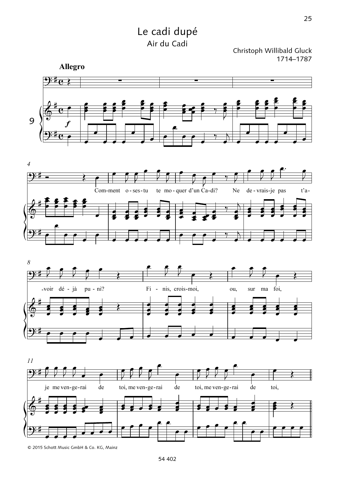 Download Christoph Willibald Gluck Comment oses-tu te moquer d'un Cadi? Sheet Music and learn how to play Piano & Vocal PDF digital score in minutes