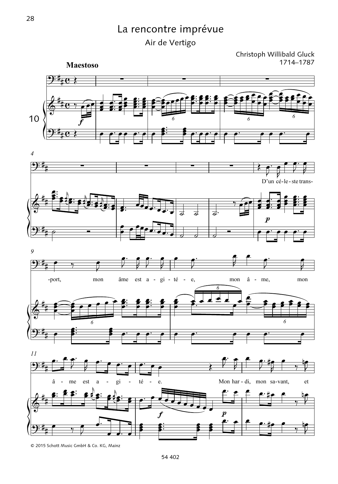 Download Christoph Willibald Gluck D'un céleste transport Sheet Music and learn how to play Piano & Vocal PDF digital score in minutes