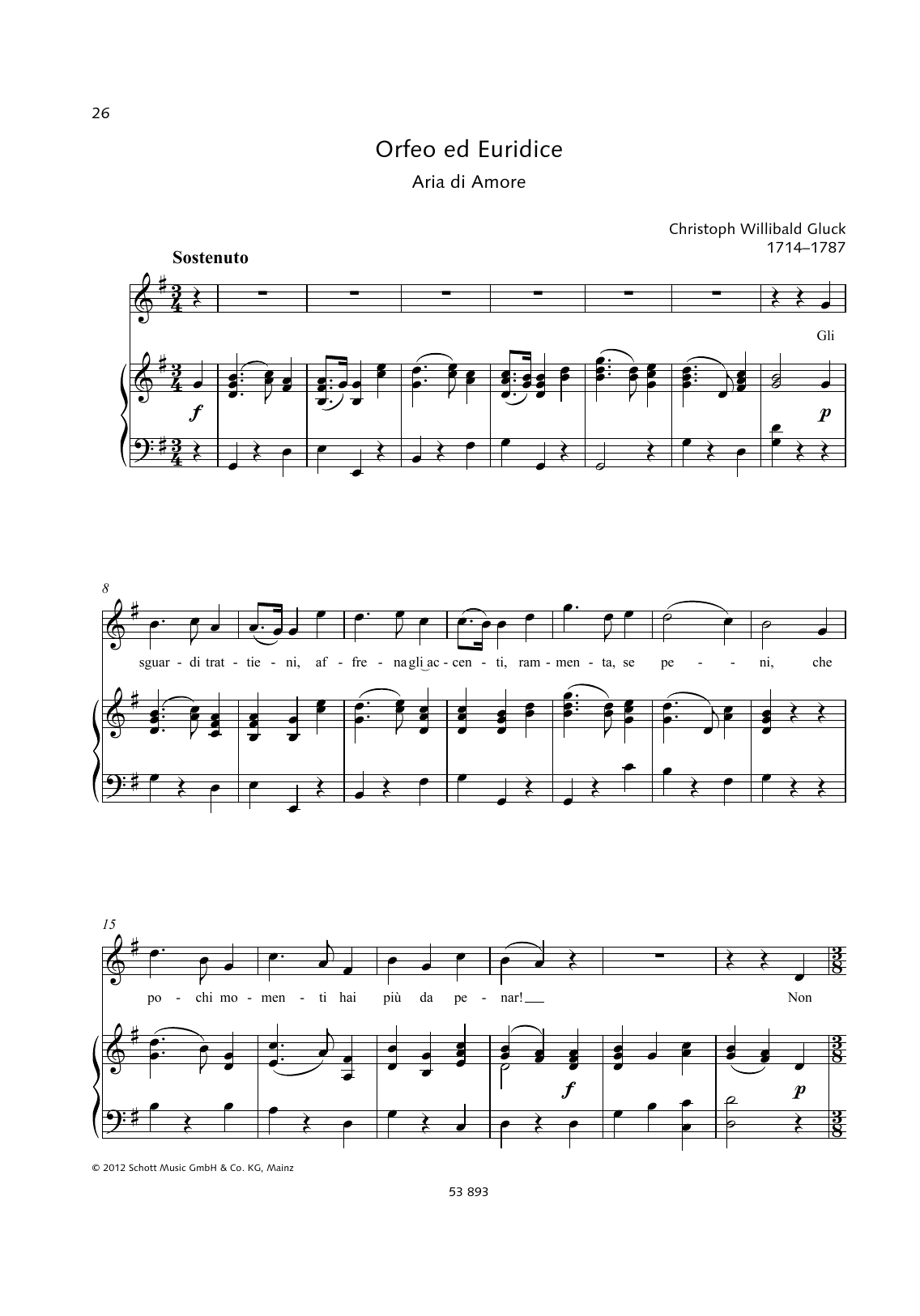 Download Christoph Willibald Gluck Gli Sguardi Trattieni Sheet Music and learn how to play Piano & Vocal PDF digital score in minutes