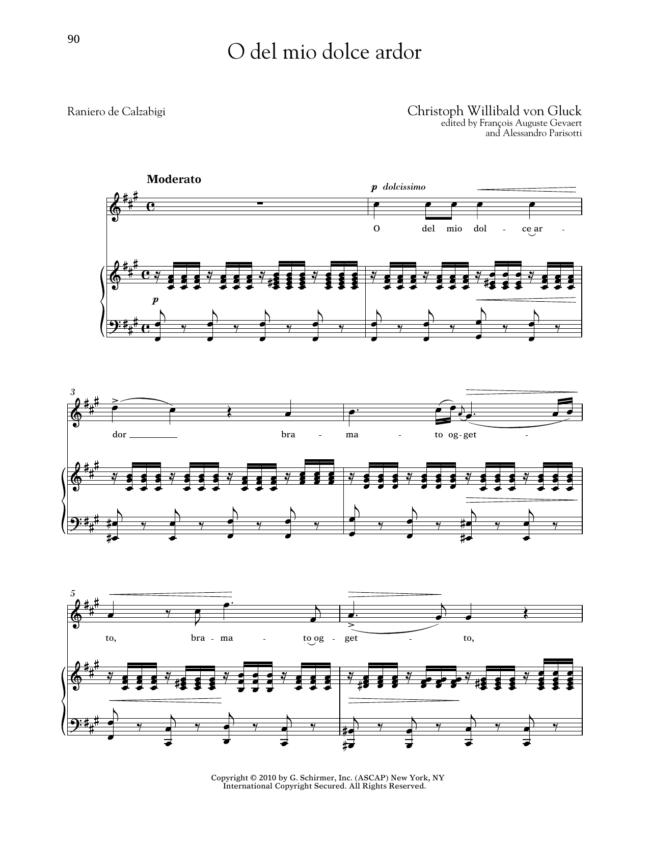 Download Christoph Willibald von Gluck O Del Mio Dolce Ardor (High Voice) Sheet Music and learn how to play Piano & Vocal PDF digital score in minutes