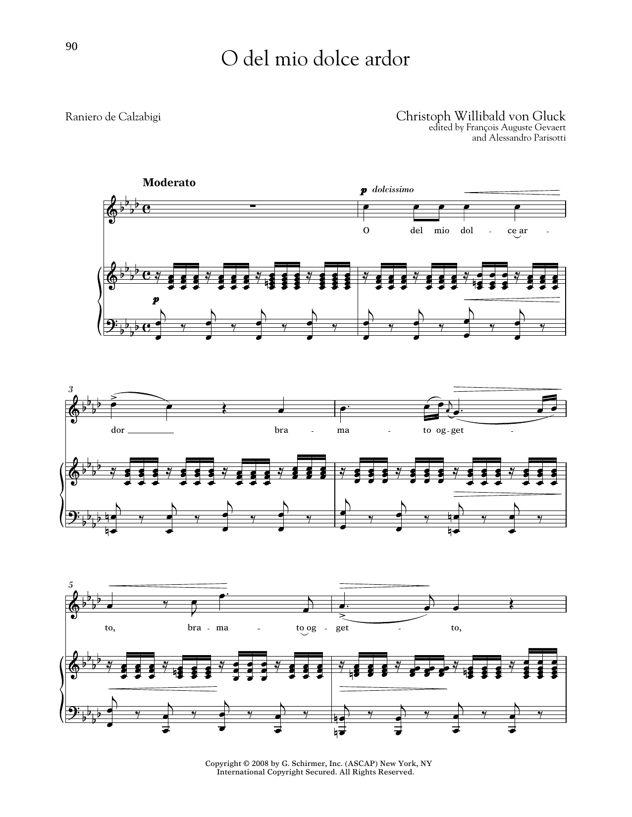 Download Christoph Willibald von Gluck O Del Mio Dolce Ardor (Medium High Voice) Sheet Music and learn how to play Piano & Vocal PDF digital score in minutes