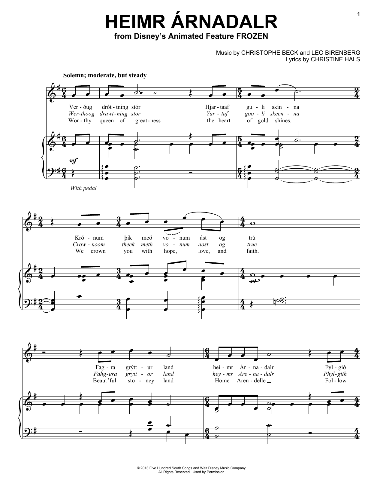 Download Robert Lopez Heimr Arnadalr Sheet Music and learn how to play Piano PDF digital score in minutes