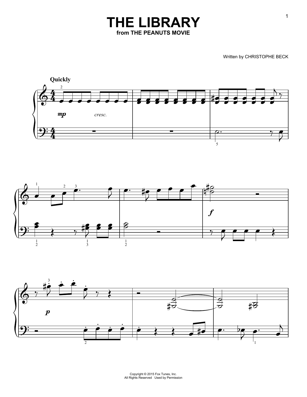 Download Christophe Beck The Library Sheet Music and learn how to play Piano PDF digital score in minutes