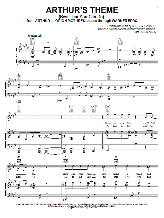 Download Christopher Cross Arthur's Theme (Best That You Can Do) Sheet Music and learn how to play Ukulele PDF digital score in minutes