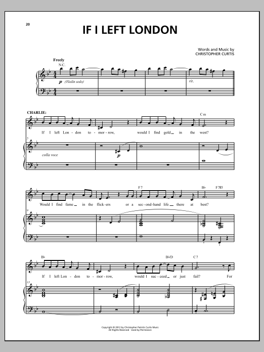 Download Christopher Curtis If I Left London Sheet Music and learn how to play Piano & Vocal PDF digital score in minutes