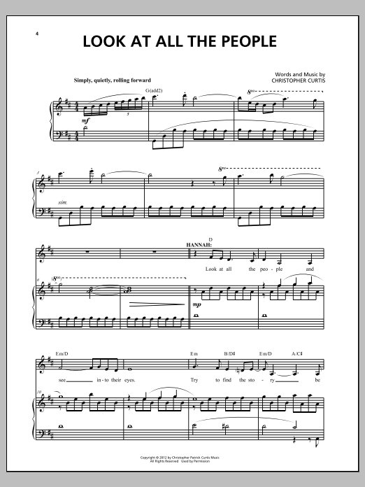 Download Christopher Curtis Look At All The People Sheet Music and learn how to play Piano & Vocal PDF digital score in minutes