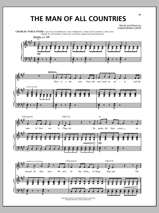 Download Christopher Curtis The Man Of All Countries Sheet Music and learn how to play Piano & Vocal PDF digital score in minutes