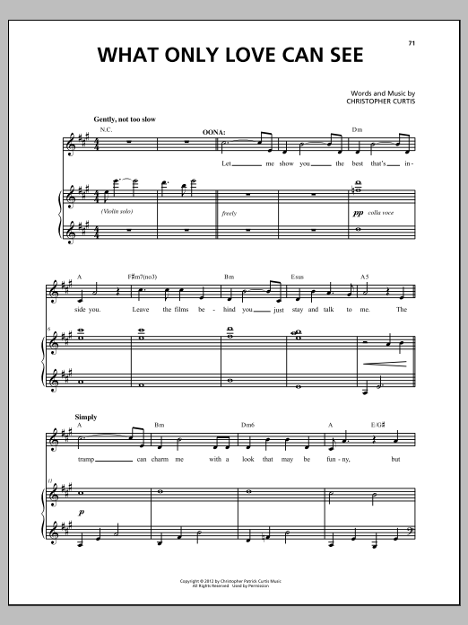 Download Christopher Curtis What Only Love Can See Sheet Music and learn how to play Piano & Vocal PDF digital score in minutes