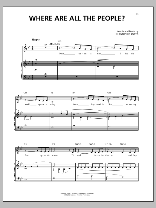 Download Christopher Curtis Where Are All The People? Sheet Music and learn how to play Piano & Vocal PDF digital score in minutes