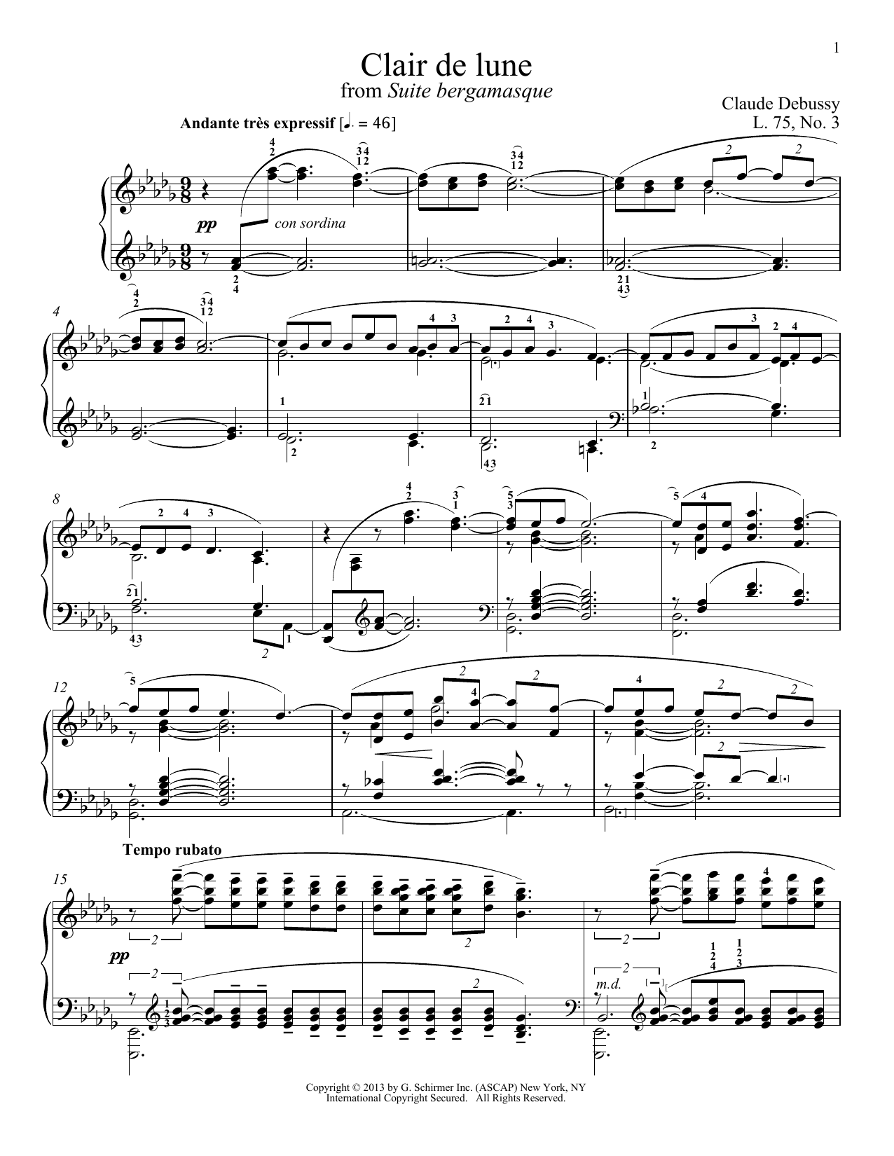 Download Christopher Harding Clair De Lune Sheet Music and learn how to play Piano PDF digital score in minutes