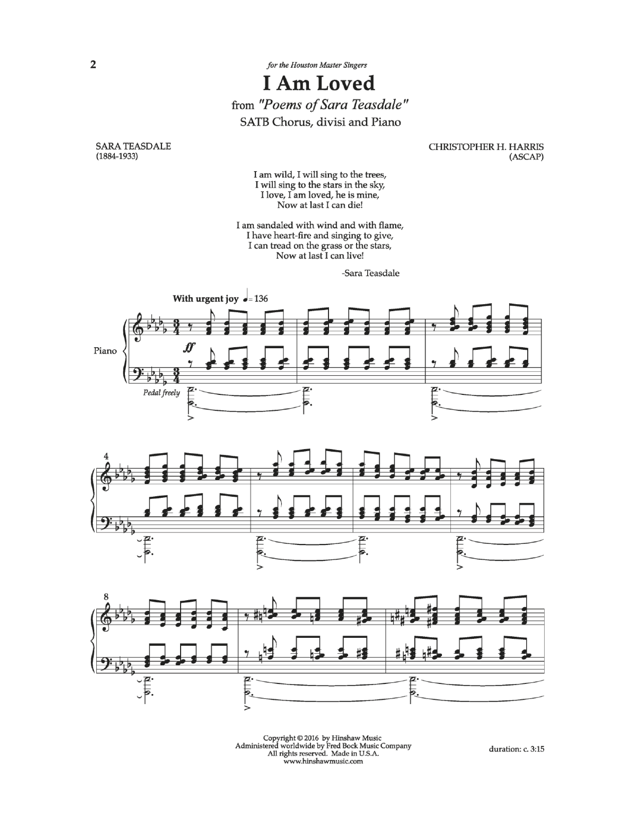 Download Christopher Harris I Am Loved Sheet Music and learn how to play SATB Choir PDF digital score in minutes