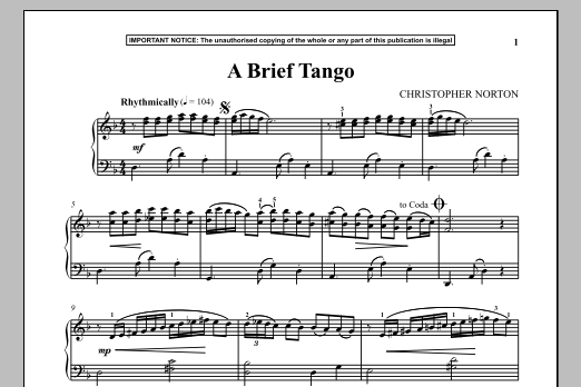 Download Christopher Norton A Brief Tango Sheet Music and learn how to play Piano PDF digital score in minutes