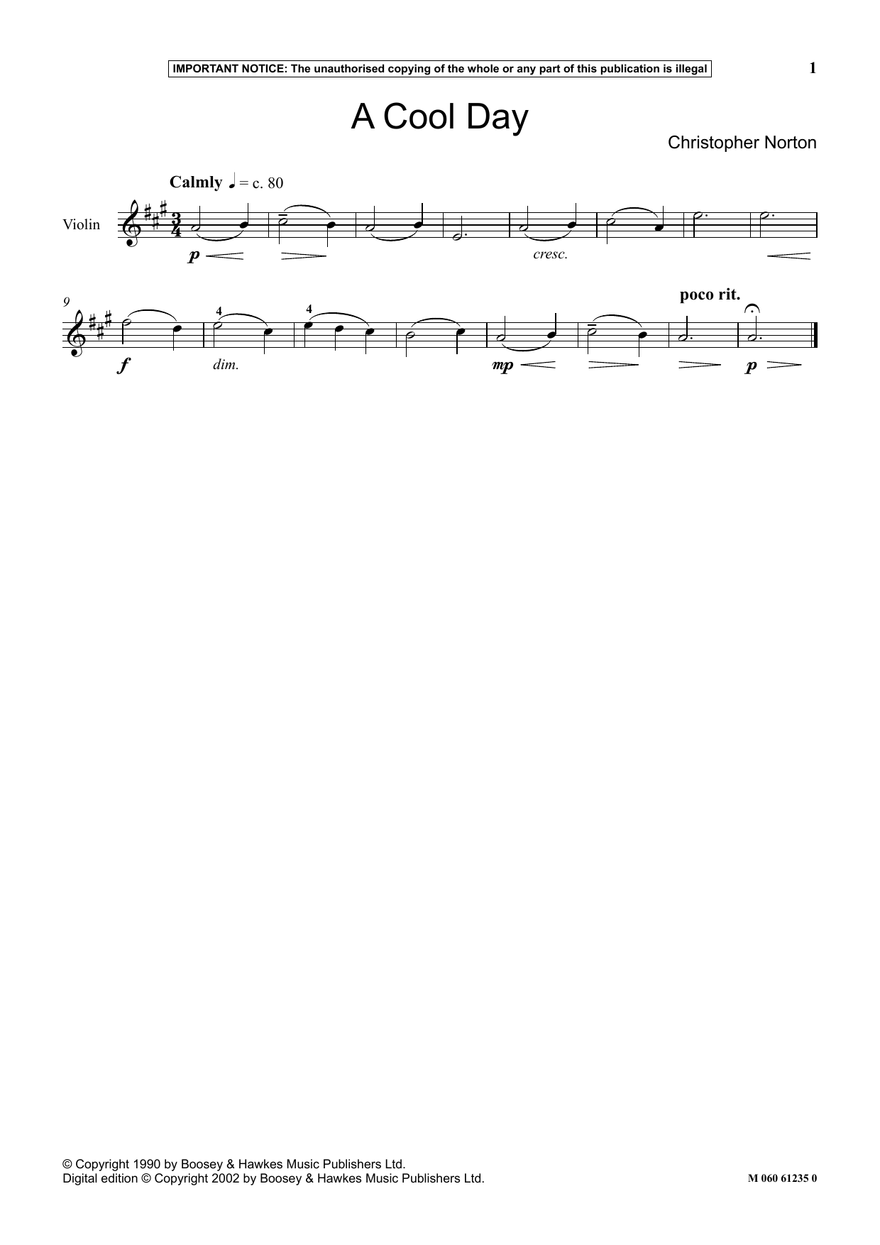 Download Christopher Norton A Cool Day Sheet Music and learn how to play Instrumental Solo PDF digital score in minutes