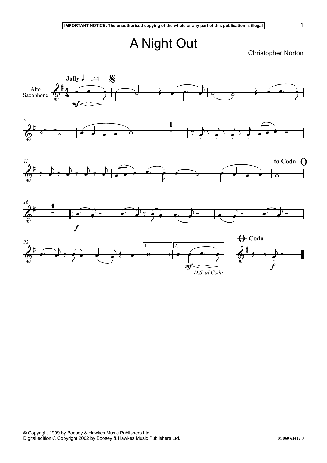 Download Christopher Norton A Night Out Sheet Music and learn how to play Instrumental Solo PDF digital score in minutes
