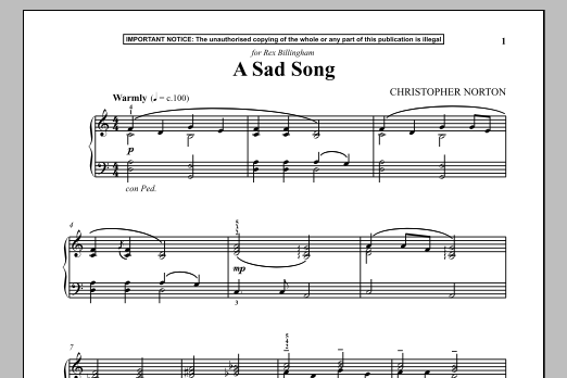 Download Christopher Norton A Sad Song Sheet Music and learn how to play Piano PDF digital score in minutes