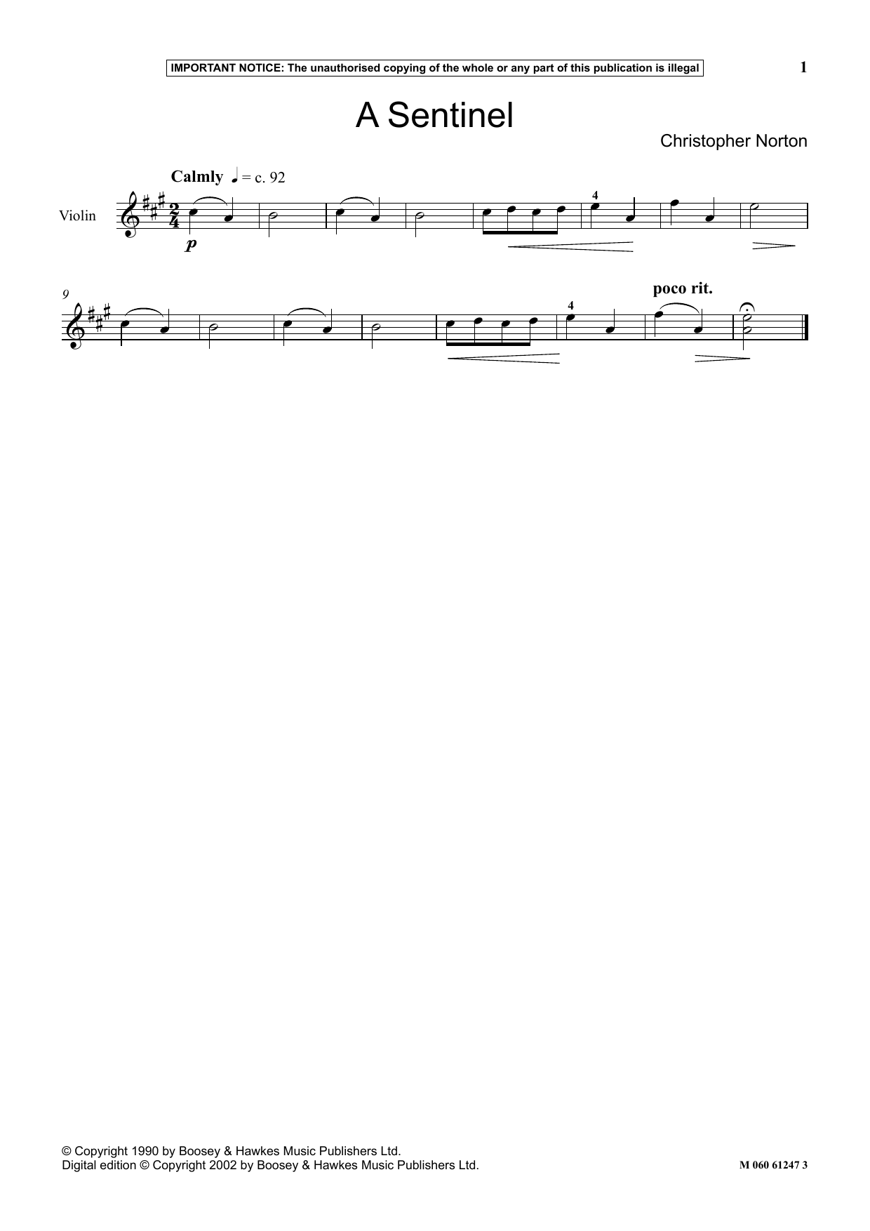 Download Christopher Norton A Sentinel Sheet Music and learn how to play Instrumental Solo PDF digital score in minutes