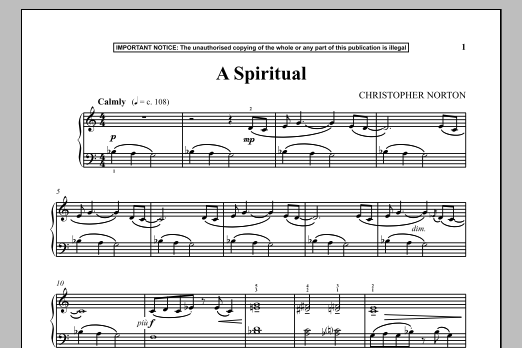 Download Christopher Norton A Spiritual Sheet Music and learn how to play Instrumental Solo PDF digital score in minutes