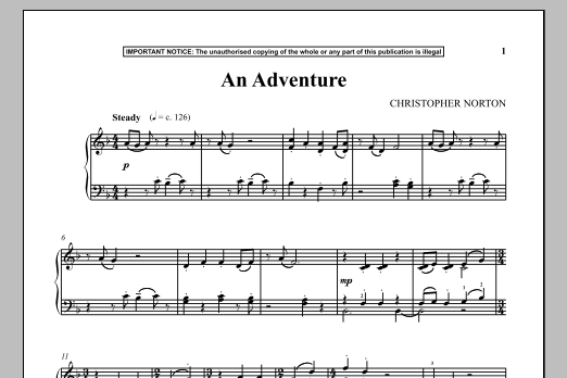 Download Christopher Norton An Adventure Sheet Music and learn how to play Piano PDF digital score in minutes