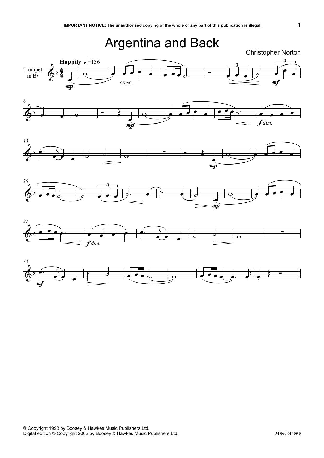 Download Christopher Norton Argentina And Back Sheet Music and learn how to play Instrumental Solo PDF digital score in minutes