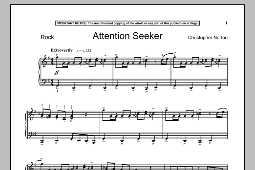 Download Christopher Norton Attention Seeker Sheet Music and learn how to play Piano PDF digital score in minutes