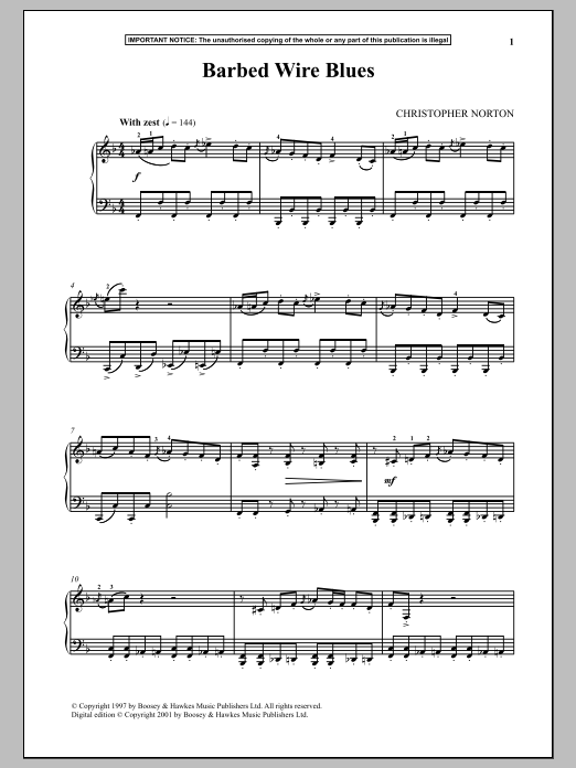 Download Christopher Norton Barbed Wire Blues Sheet Music and learn how to play Piano PDF digital score in minutes
