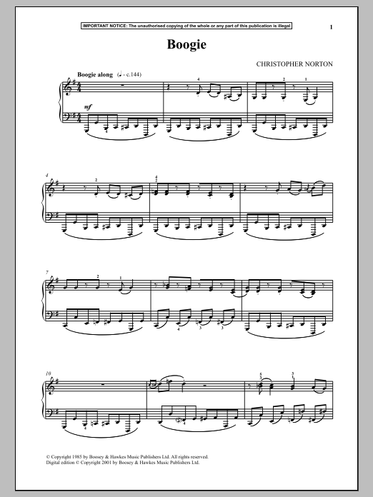 Download Christopher Norton Boogie Sheet Music and learn how to play Piano PDF digital score in minutes