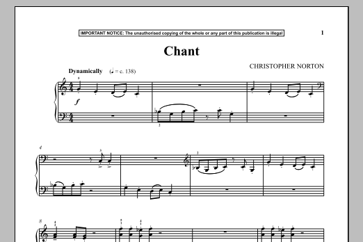 Download Christopher Norton Chant Sheet Music and learn how to play Piano PDF digital score in minutes