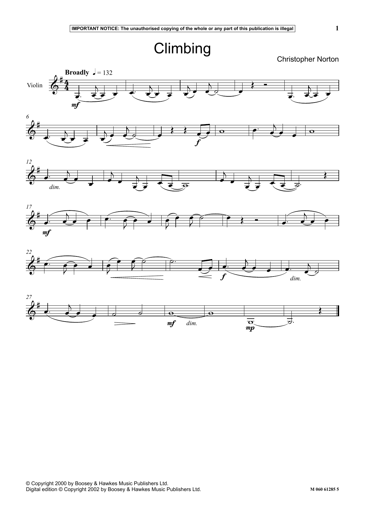 Download Christopher Norton Climbing Sheet Music and learn how to play Instrumental Solo PDF digital score in minutes