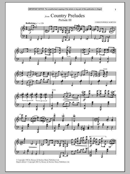 Download Christopher Norton Country Preludes, Prelude III Sheet Music and learn how to play Piano PDF digital score in minutes