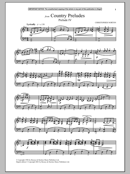 Download Christopher Norton Country Preludes, Prelude IV Sheet Music and learn how to play Piano PDF digital score in minutes