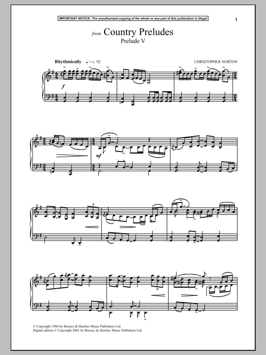 Download Christopher Norton Country Preludes, Prelude V Sheet Music and learn how to play Piano PDF digital score in minutes