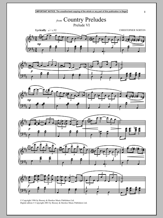 Download Christopher Norton Country Preludes, Prelude VI Sheet Music and learn how to play Piano PDF digital score in minutes