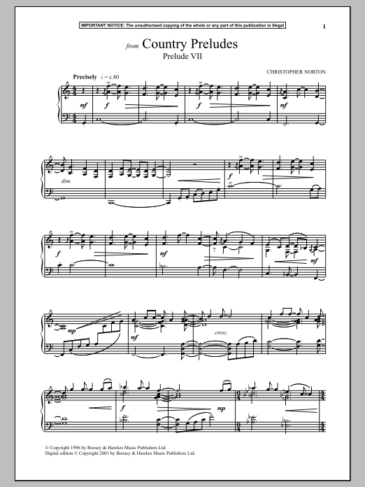 Download Christopher Norton Country Preludes, Prelude VII Sheet Music and learn how to play Piano PDF digital score in minutes