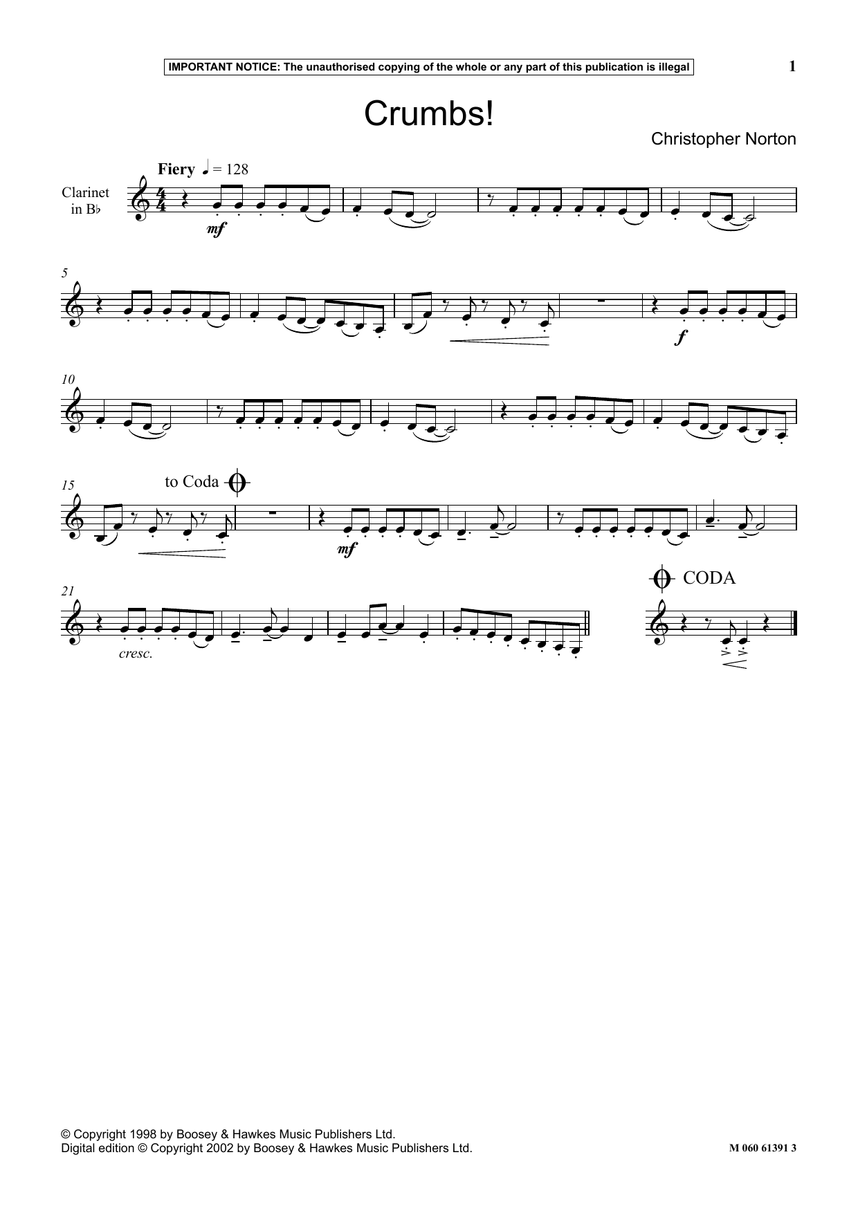 Download Christopher Norton Crumbs! Sheet Music and learn how to play Instrumental Solo PDF digital score in minutes