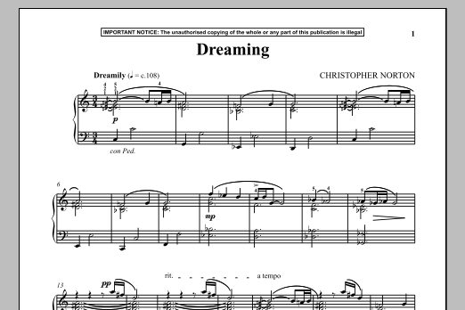 Download Christopher Norton Dreaming Sheet Music and learn how to play Piano PDF digital score in minutes