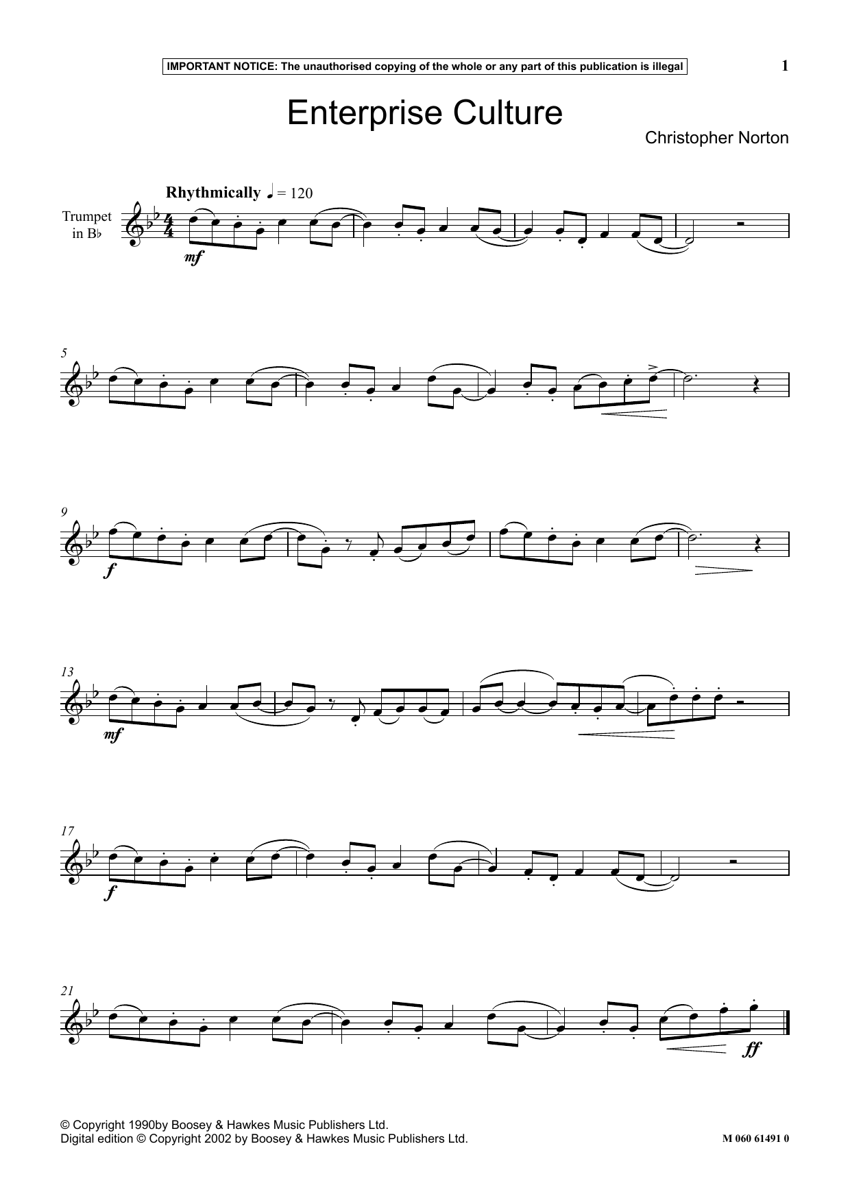 Download Christopher Norton Enterprise Culture Sheet Music and learn how to play Instrumental Solo PDF digital score in minutes
