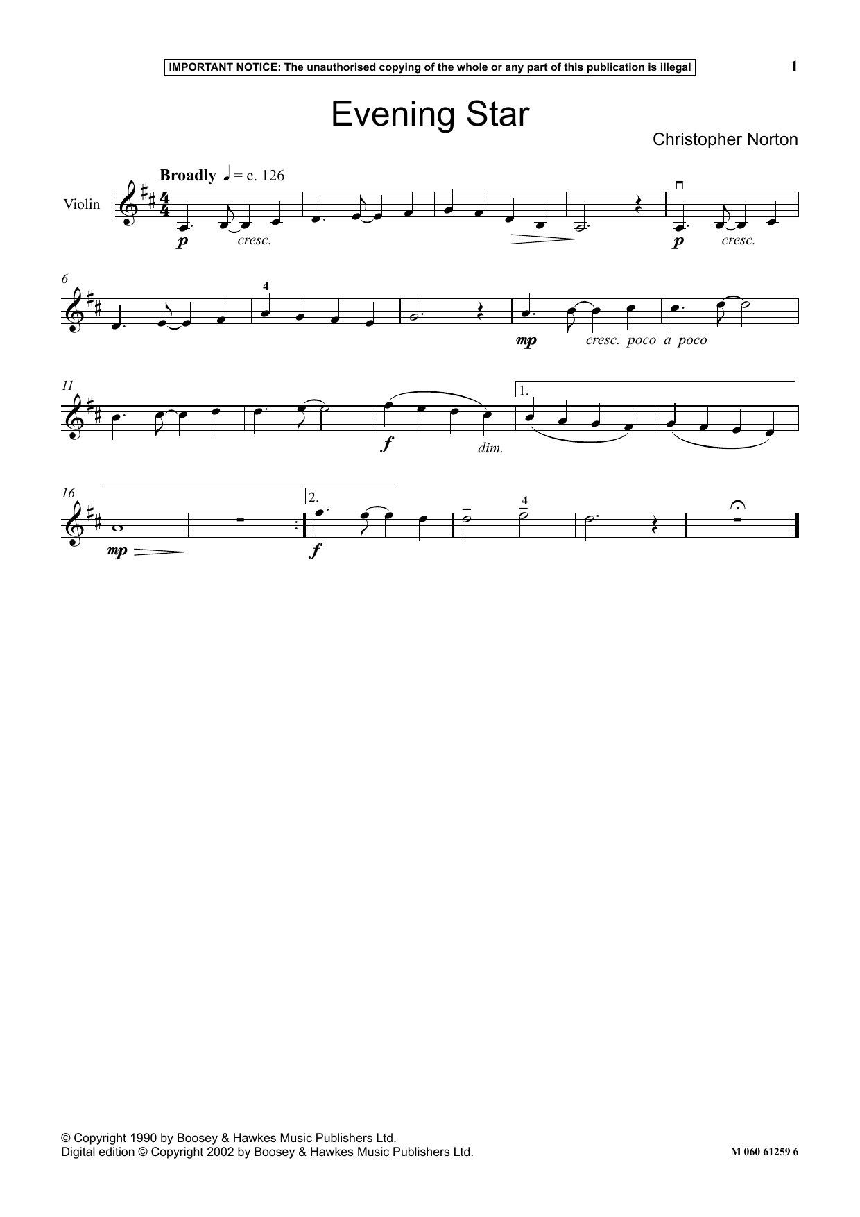 Download Christopher Norton Evening Star Sheet Music and learn how to play Instrumental Solo PDF digital score in minutes